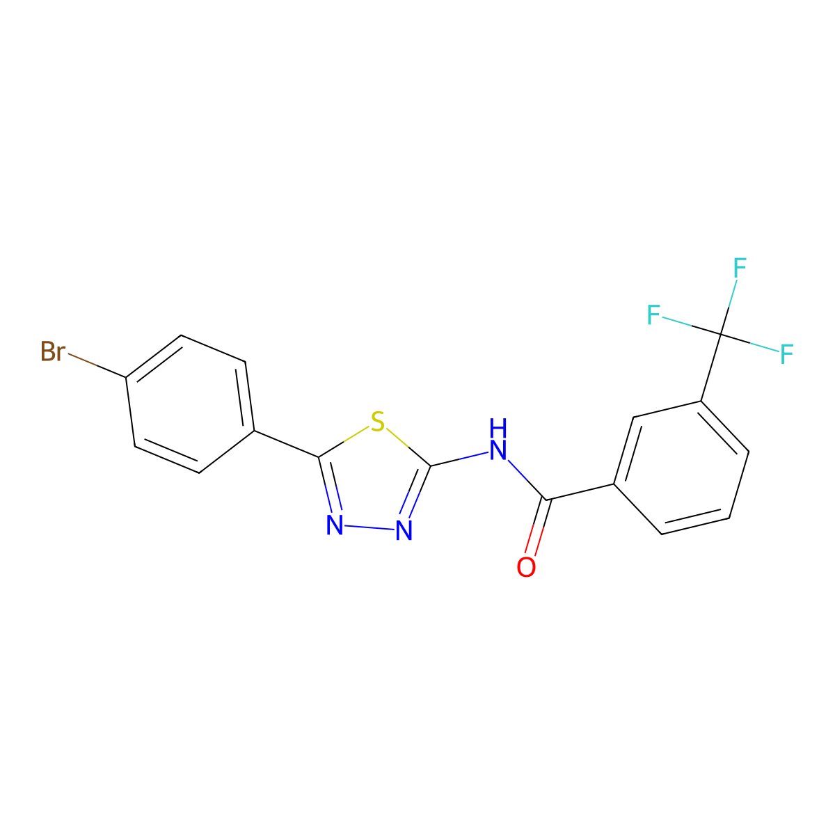 N-[5-(4-bromophenyl)-1,3,4-thiadiazol-2-yl]-3-(trifluoromethyl)benzamide molecular structure, CAS 330190-91-5