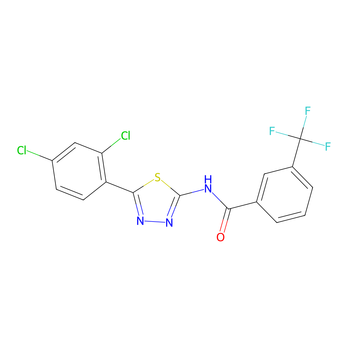 N-[5-(2,4-dichlorophenyl)-1,3,4-thiadiazol-2-yl]-3-(trifluoromethyl)benzamide molecular structure, CAS 330190-92-6