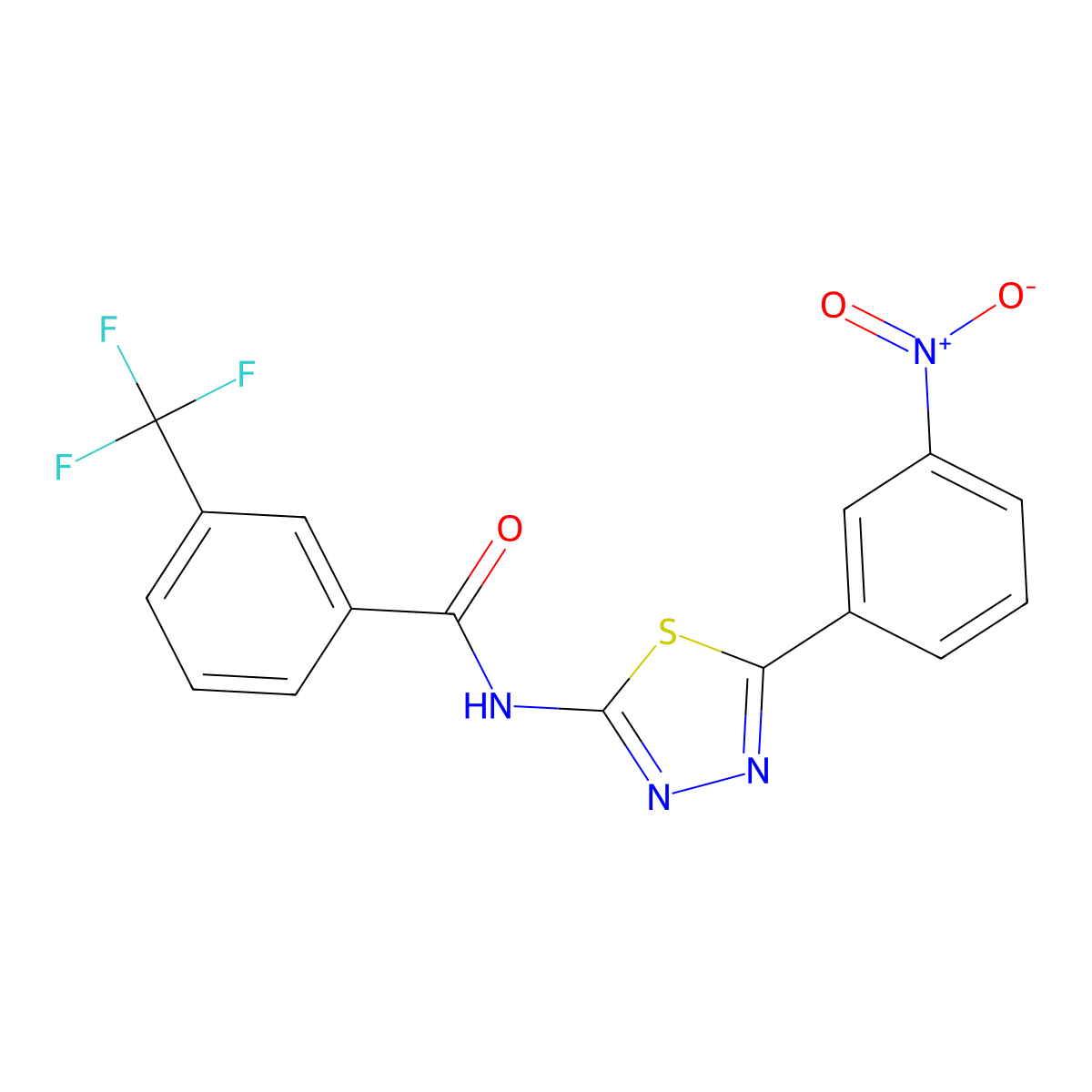 N-[5-(3-nitrophenyl)-1,3,4-thiadiazol-2-yl]-3-(trifluoromethyl)benzamide molecular structure, CAS 330190-96-0