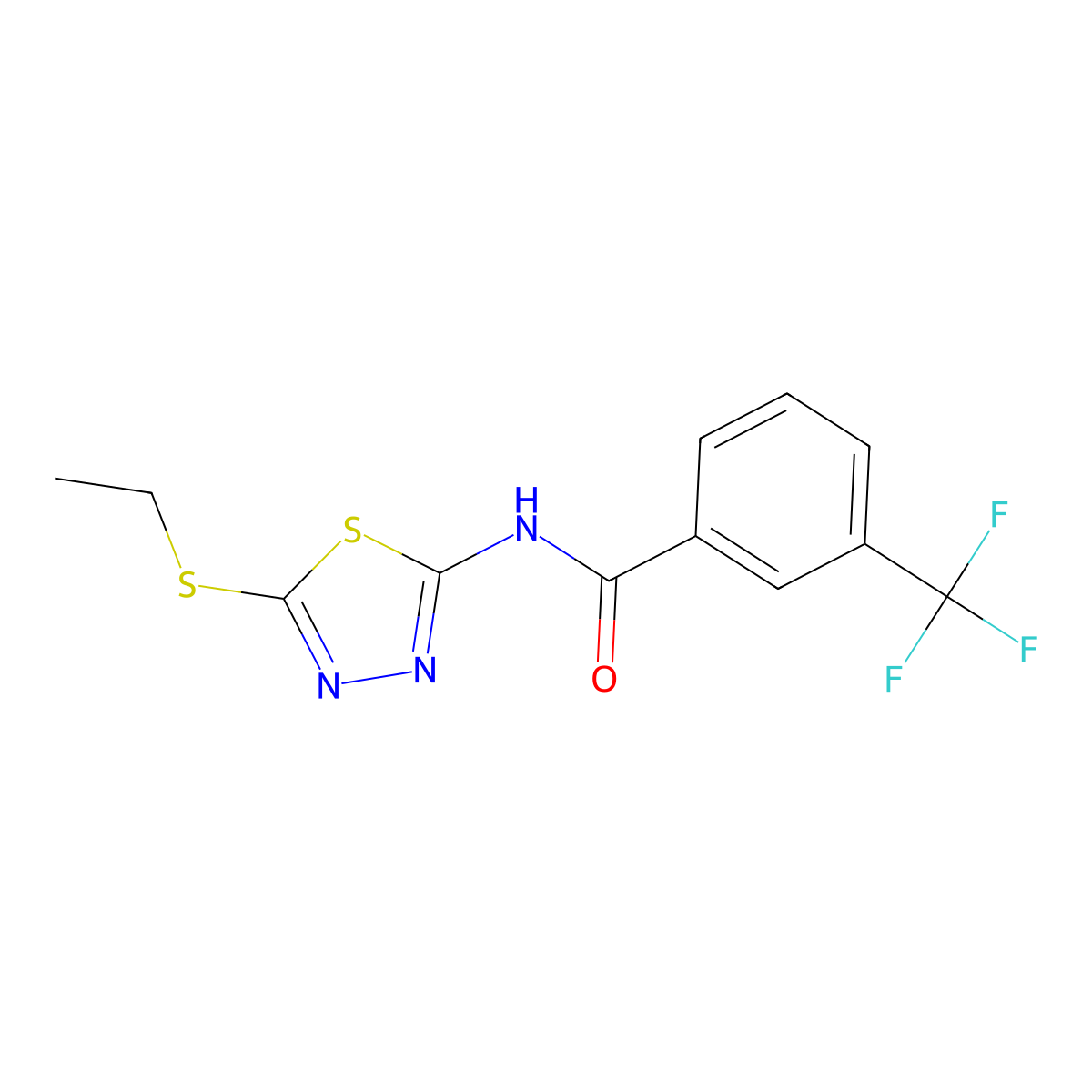 N-(5-(ethylthio)-1,3,4-thiadiazol-2-yl)-3-(trifluoromethyl)benzamide molecular structure, CAS 330190-99-3