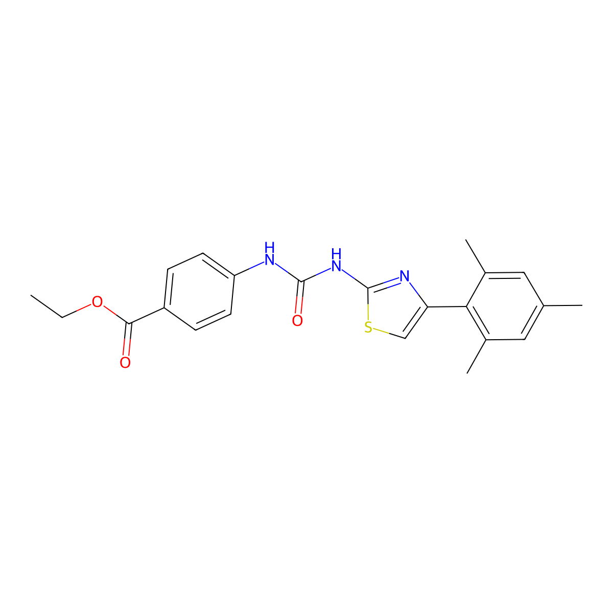 Ethyl 4-(3-(4-mesitylthiazol-2-yl)ureido)benzoate molecular structure, CAS 330191-03-2