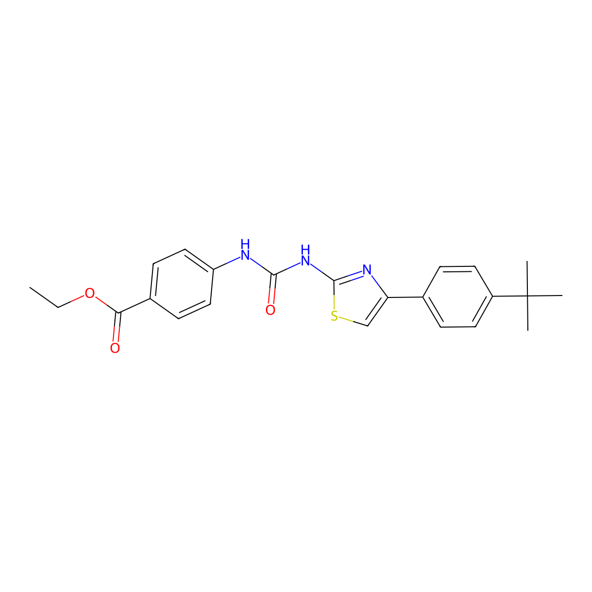 Ethyl 4-(3-(4-(4-(tert-butyl)phenyl)thiazol-2-yl)ureido)benzoate molecular structure, CAS 330191-04-3