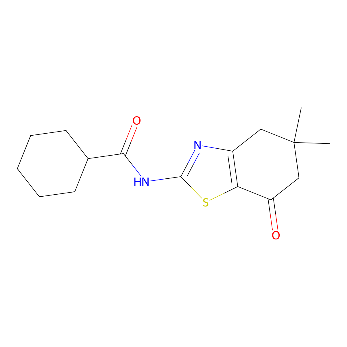 N-(5,5-dimethyl-7-oxo-4,5,6,7-tetrahydro-1,3-benzothiazol-2-yl)cyclohexanecarboxamide molecular structure, CAS 330191-09-8