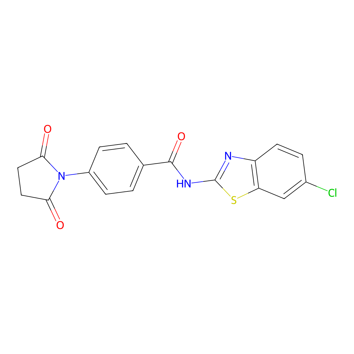 N-(6-chloro-1,3-benzothiazol-2-yl)-4-(2,5-dioxopyrrolidin-1-yl)benzamide molecular structure, CAS 330191-21-4