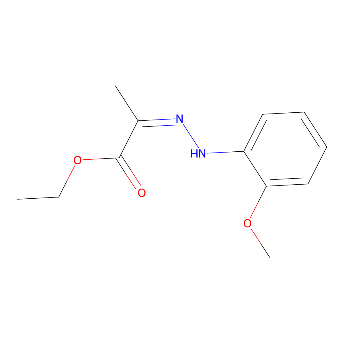 ethyl (2E)-2-[2-(2-methoxyphenyl)hydrazin-1-ylidene]propanoate molecular structure, CAS 33020-74-5