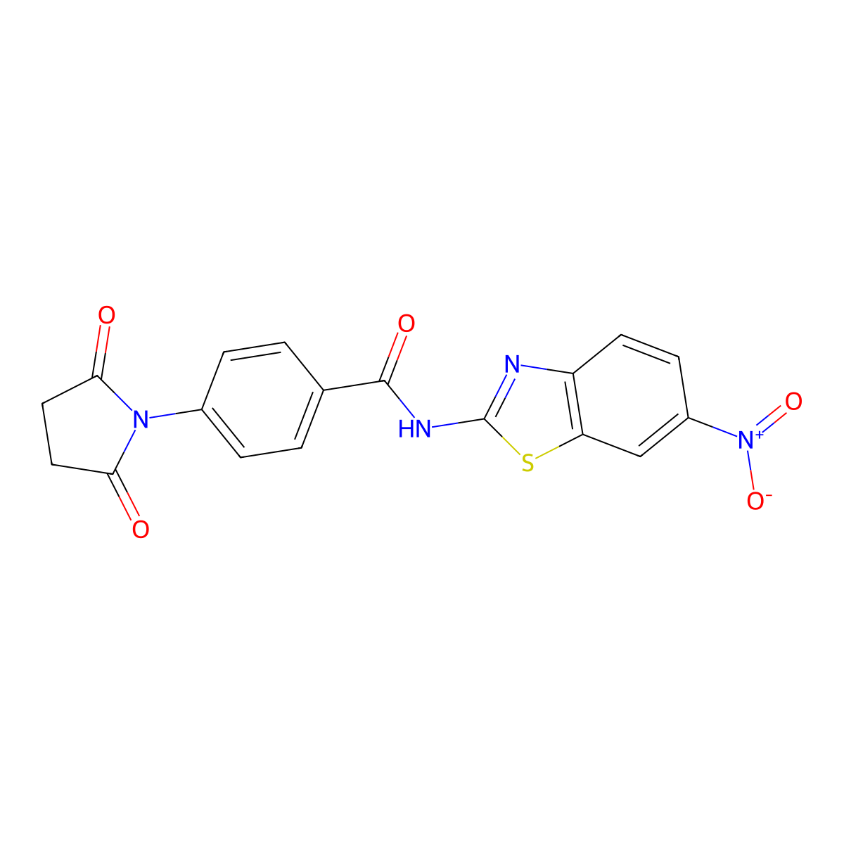 4-(2,5-dioxopyrrolidin-1-yl)-N-(6-nitro-1,3-benzothiazol-2-yl)benzamide molecular structure, CAS 330200-72-1
