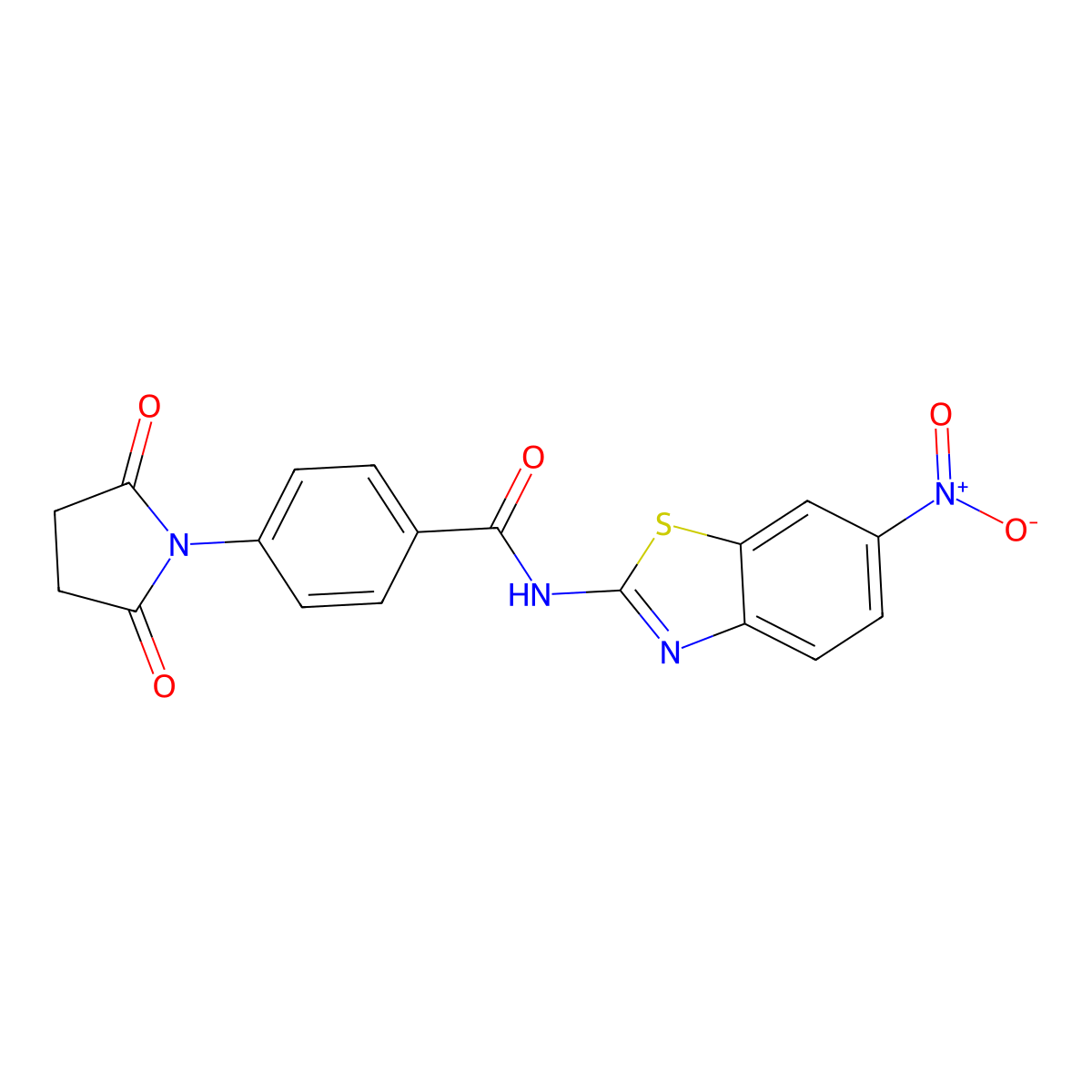4-(2,5-dioxopyrrolidin-1-yl)-N-(6-nitro-1,3-benzothiazol-2-yl)benzamide molecular structure, CAS 330200-72-1