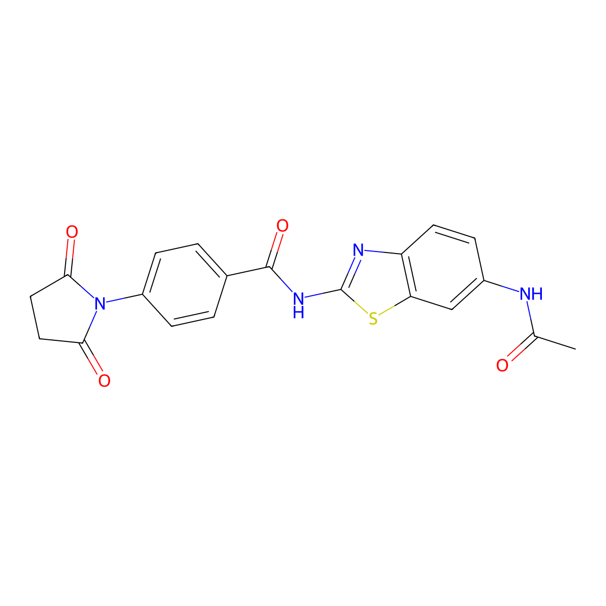 N-(6-acetamidobenzo[d]thiazol-2-yl)-4-(2,5-dioxopyrrolidin-1-yl)benzamide molecular structure, CAS 330200-73-2