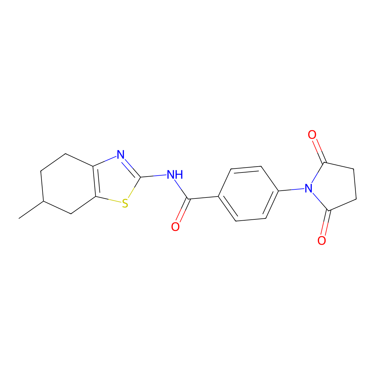 4-(2,5-dioxopyrrolidin-1-yl)-N-(6-methyl-4,5,6,7-tetrahydro-1,3-benzothiazol-2-yl)benzamide molecular structure, CAS 330200-74-3