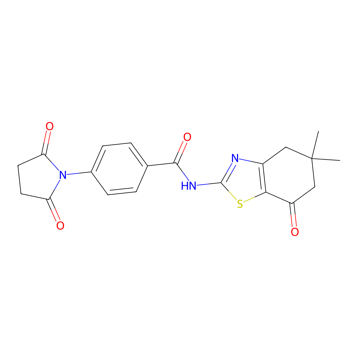 N-(5,5-dimethyl-7-oxo-4,5,6,7-tetrahydro-1,3-benzothiazol-2-yl)-4-(2,5-dioxopyrrolidin-1-yl)benzamide molecular structure, CAS 330200-75-4