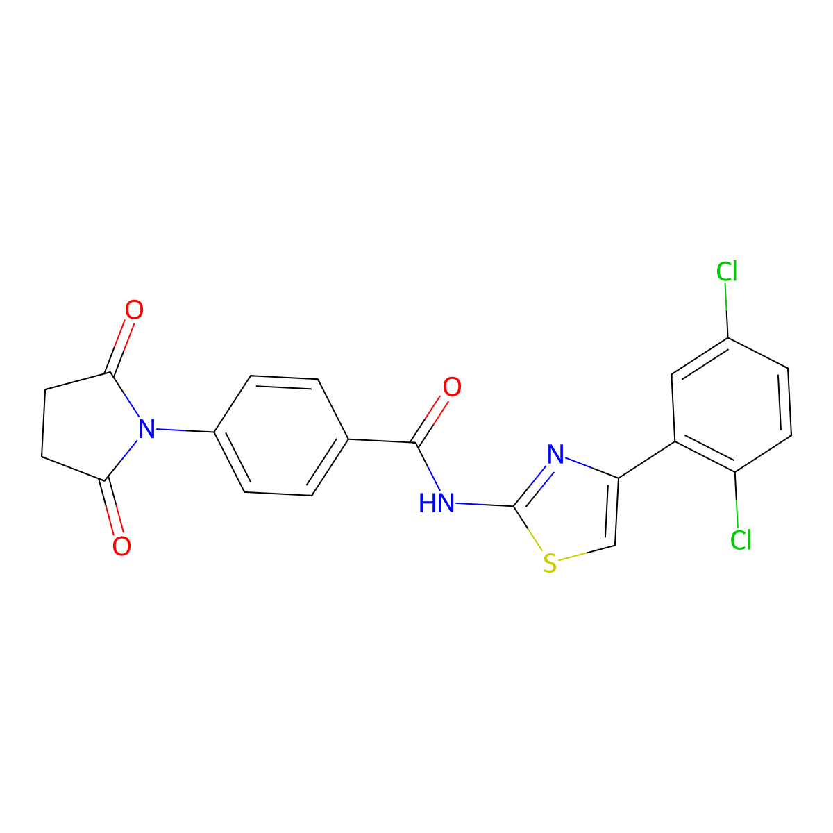 N-[4-(2,5-dichlorophenyl)-1,3-thiazol-2-yl]-4-(2,5-dioxopyrrolidin-1-yl)benzamide molecular structure, CAS 330200-80-1