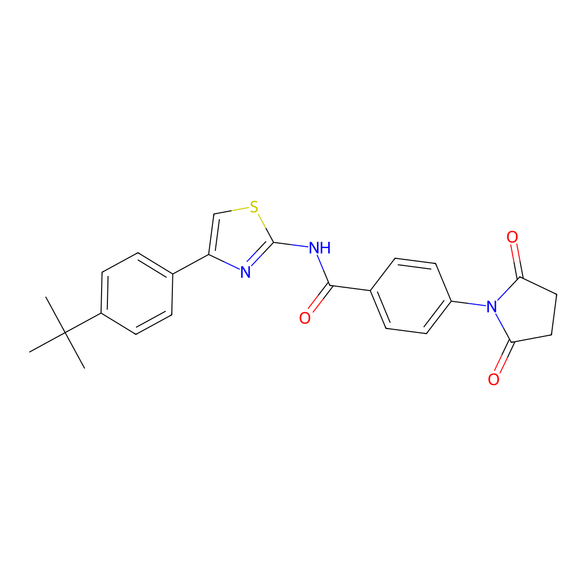 N-[4-(4-tert-butylphenyl)-1,3-thiazol-2-yl]-4-(2,5-dioxopyrrolidin-1-yl)benzamide molecular structure, CAS 330200-81-2