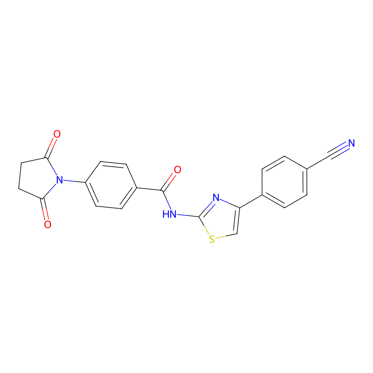 N-[4-(4-cyanophenyl)-1,3-thiazol-2-yl]-4-(2,5-dioxopyrrolidin-1-yl)benzamide molecular structure, CAS 330200-83-4