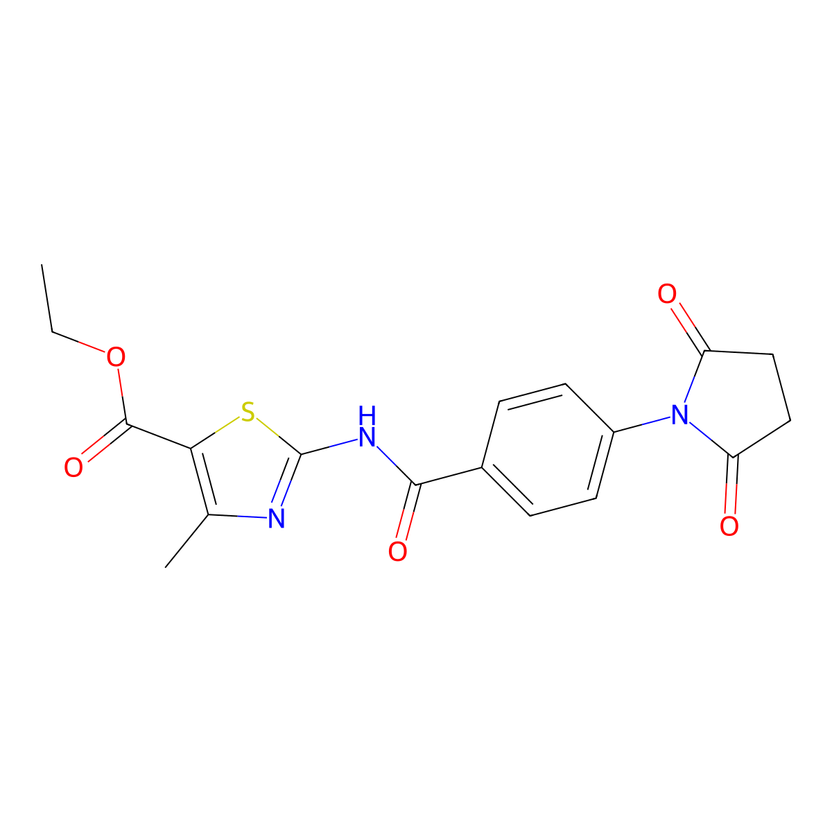 Ethyl 2-(4-(2,5-dioxopyrrolidin-1-yl)benzamido)-4-methylthiazole-5-carboxylate molecular structure, CAS 330200-85-6