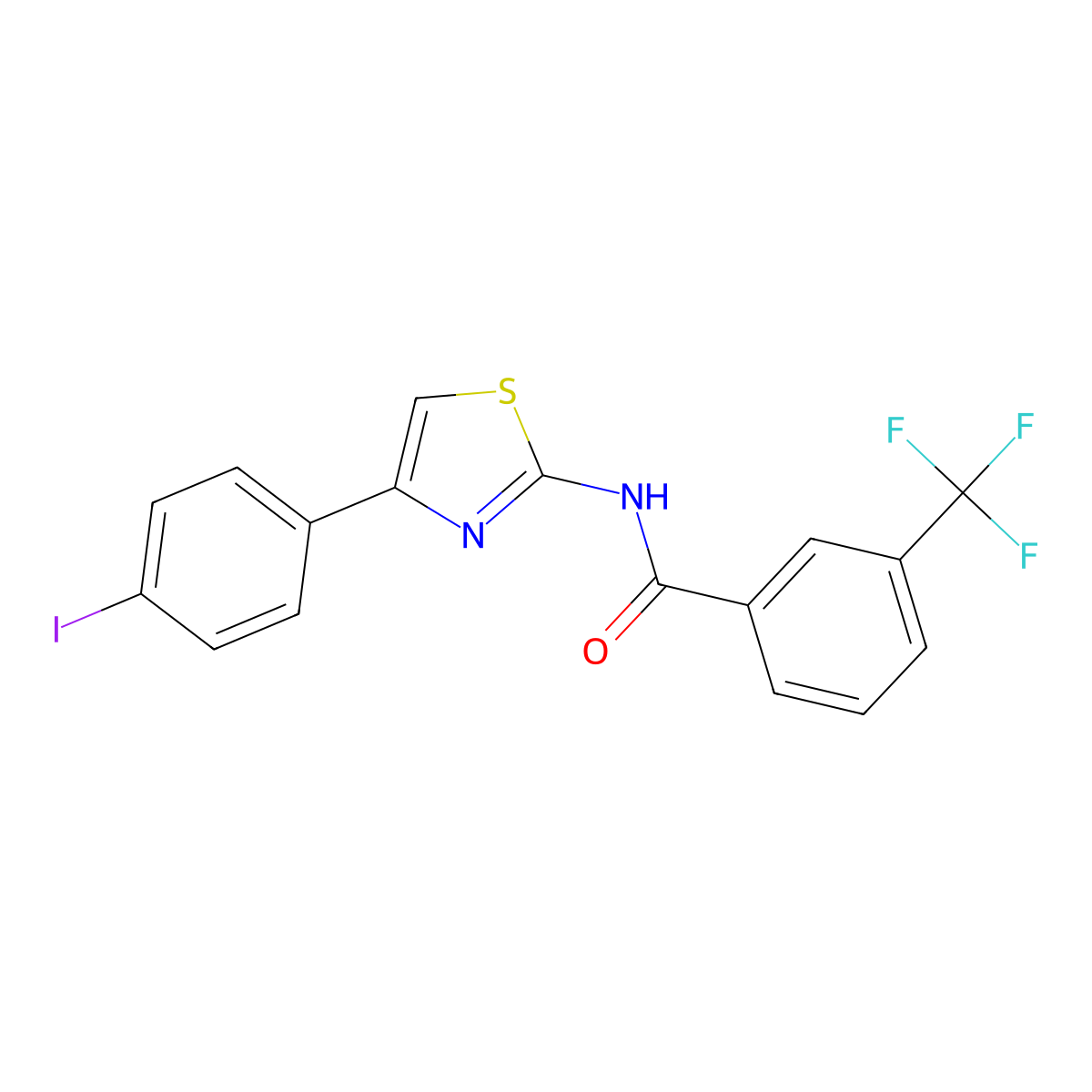N-[4-(4-iodophenyl)-1,3-thiazol-2-yl]-3-(trifluoromethyl)benzamide molecular structure, CAS 330201-03-1
