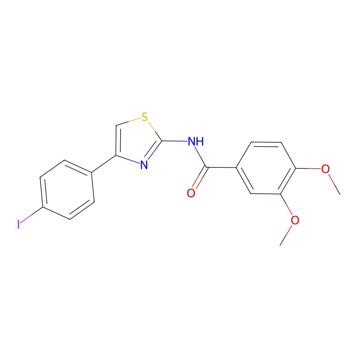 N-[4-(4-iodophenyl)-1,3-thiazol-2-yl]-3,4-dimethoxybenzamide molecular structure, CAS 330201-04-2