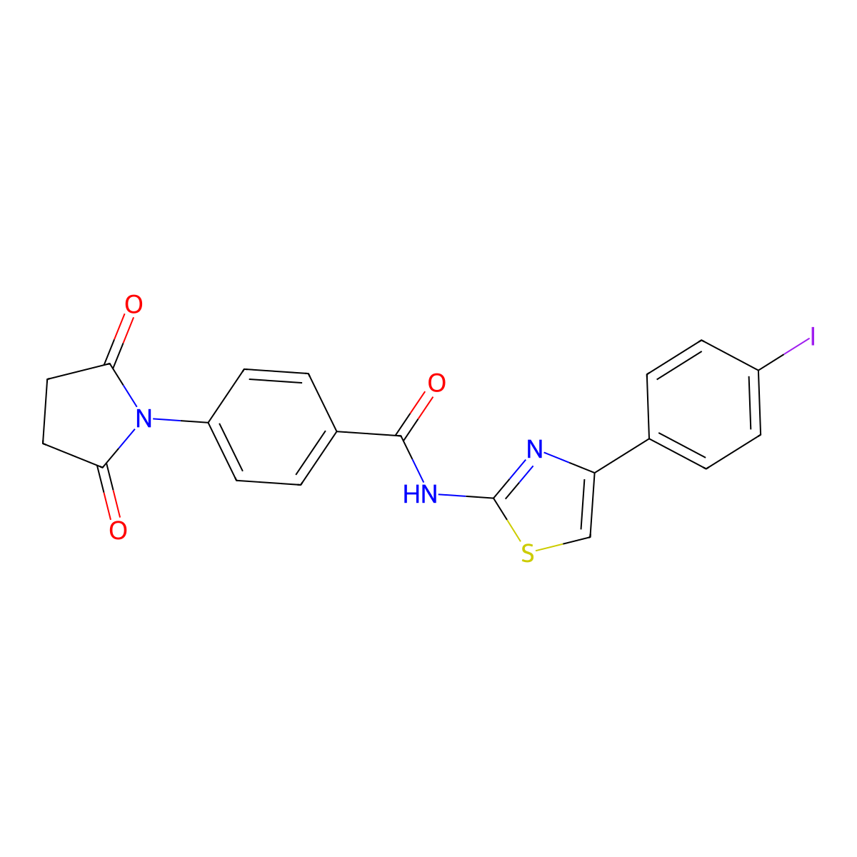 4-(2,5-dioxopyrrolidin-1-yl)-N-[4-(4-iodophenyl)-1,3-thiazol-2-yl]benzamide molecular structure, CAS 330201-05-3