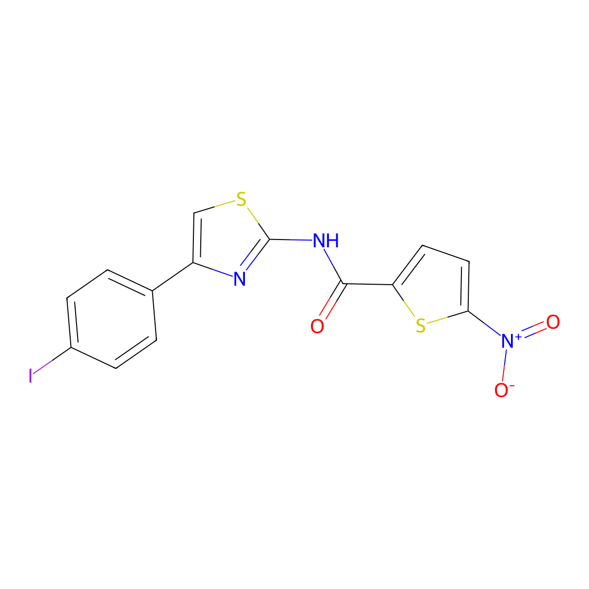 N-[4-(4-iodophenyl)-1,3-thiazol-2-yl]-5-nitrothiophene-2-carboxamide molecular structure, CAS 330201-06-4