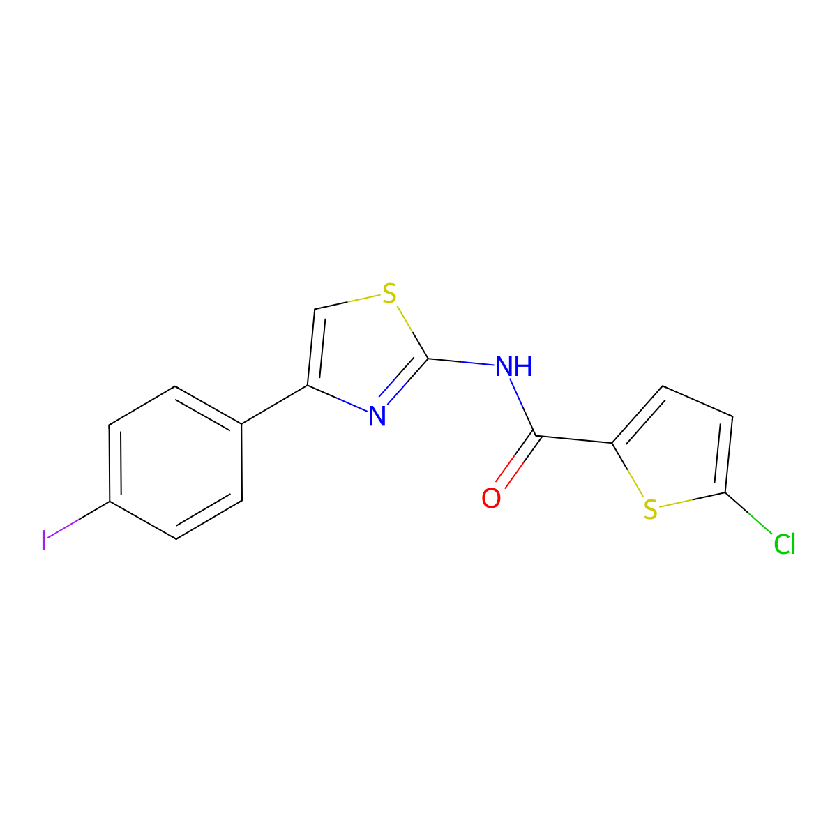 5-chloro-N-[4-(4-iodophenyl)-1,3-thiazol-2-yl]thiophene-2-carboxamide molecular structure, CAS 330201-07-5