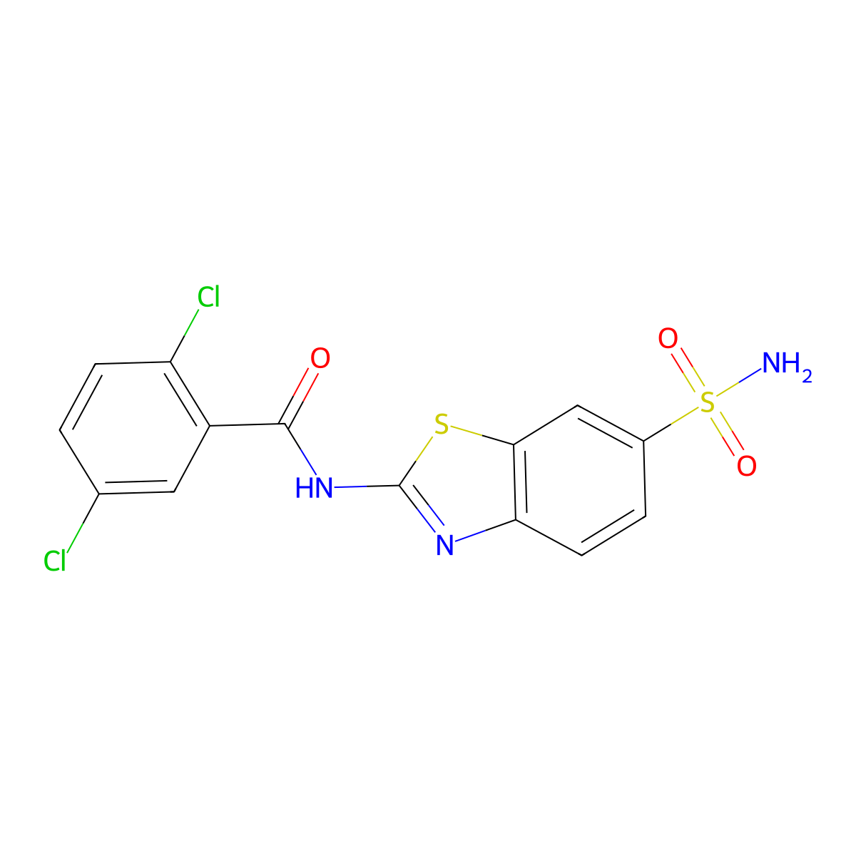 2,5-dichloro-N-(6-sulfamoyl-1,3-benzothiazol-2-yl)benzamide molecular structure, CAS 330201-08-6