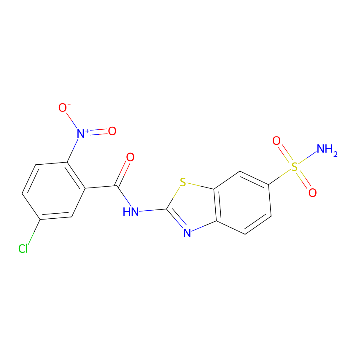5-chloro-2-nitro-N-(6-sulfamoyl-1,3-benzothiazol-2-yl)benzamide molecular structure, CAS 330201-13-3