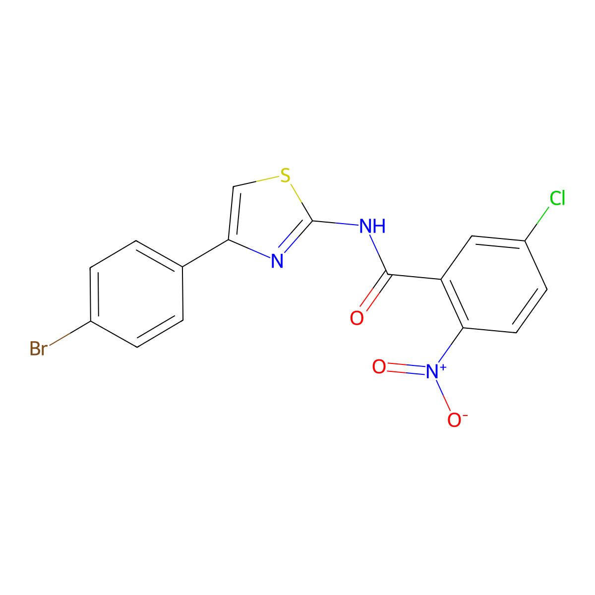 N-[4-(4-bromophenyl)-1,3-thiazol-2-yl]-5-chloro-2-nitrobenzamide molecular structure, CAS 330201-22-4
