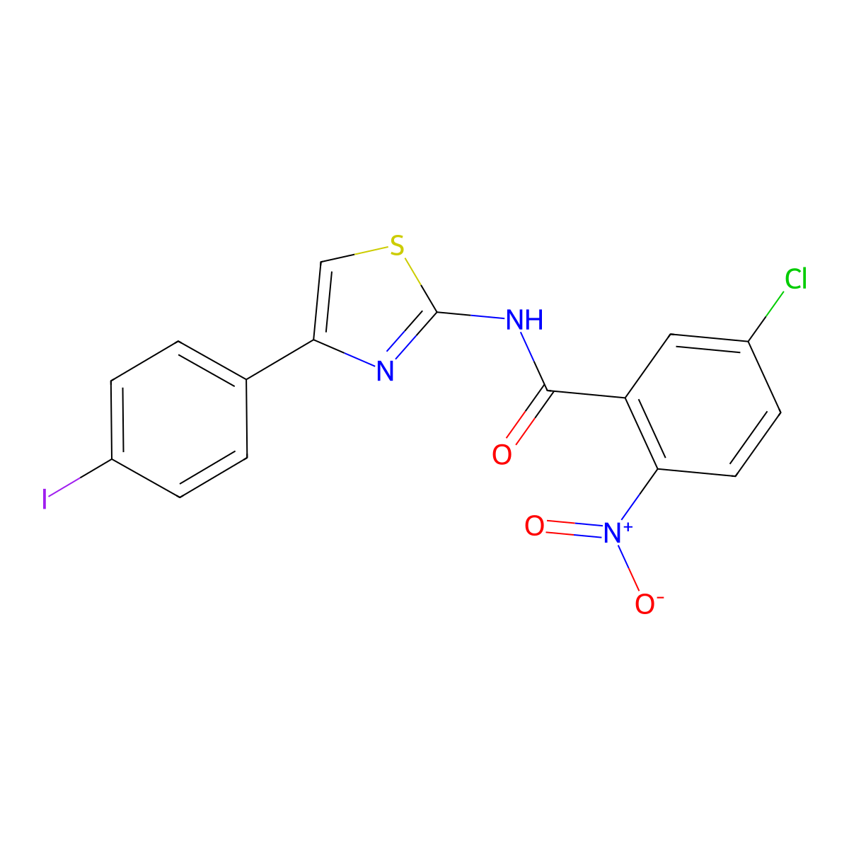 5-chloro-N-[4-(4-iodophenyl)-1,3-thiazol-2-yl]-2-nitrobenzamide molecular structure, CAS 330201-23-5