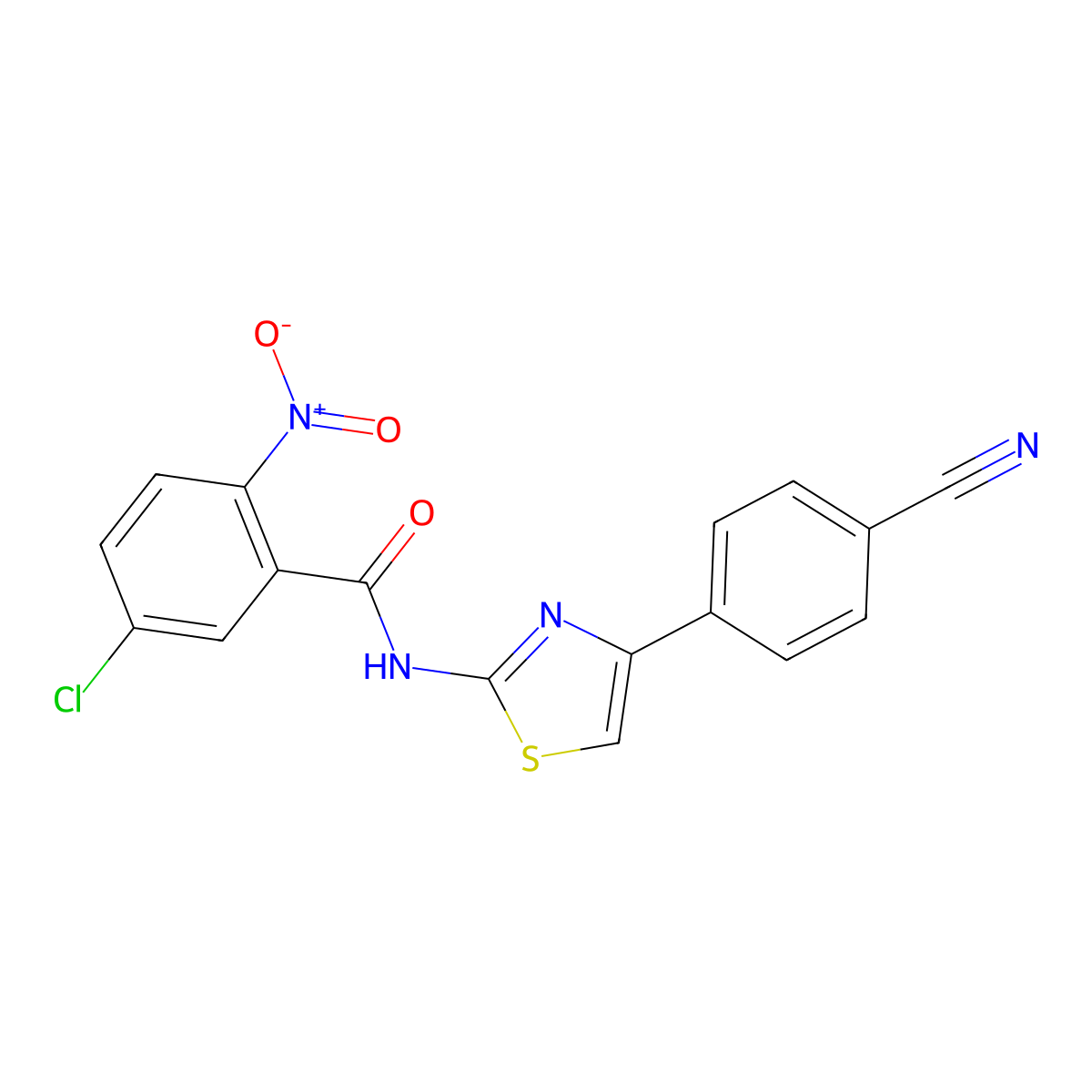 5-chloro-N-[4-(4-cyanophenyl)-1,3-thiazol-2-yl]-2-nitrobenzamide molecular structure, CAS 330201-25-7