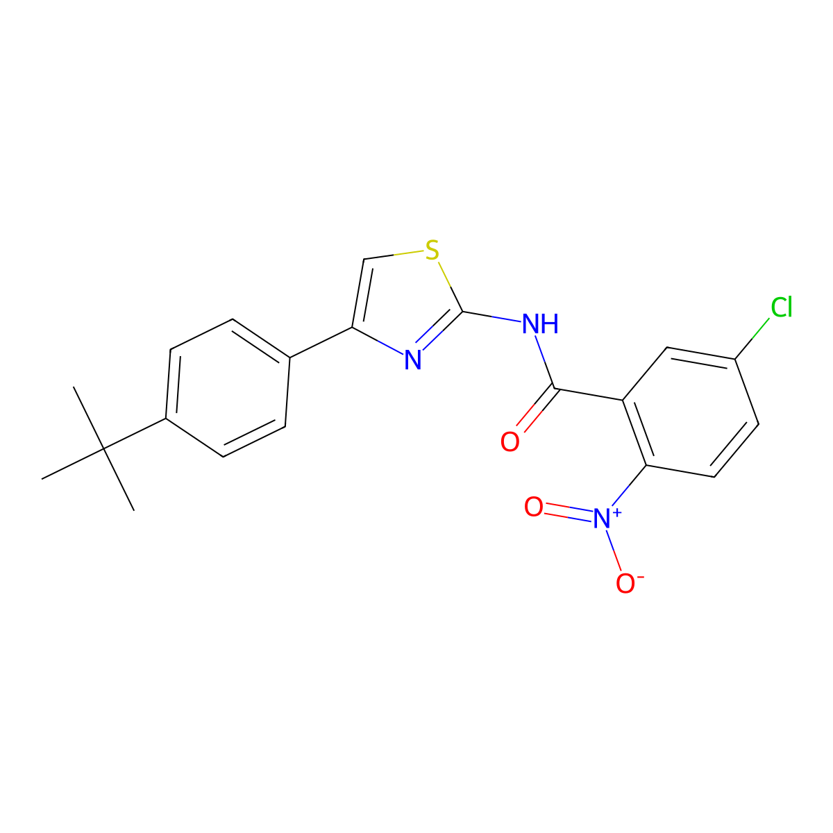 N-[4-(4-tert-butylphenyl)-1,3-thiazol-2-yl]-5-chloro-2-nitrobenzamide molecular structure, CAS 330201-28-0