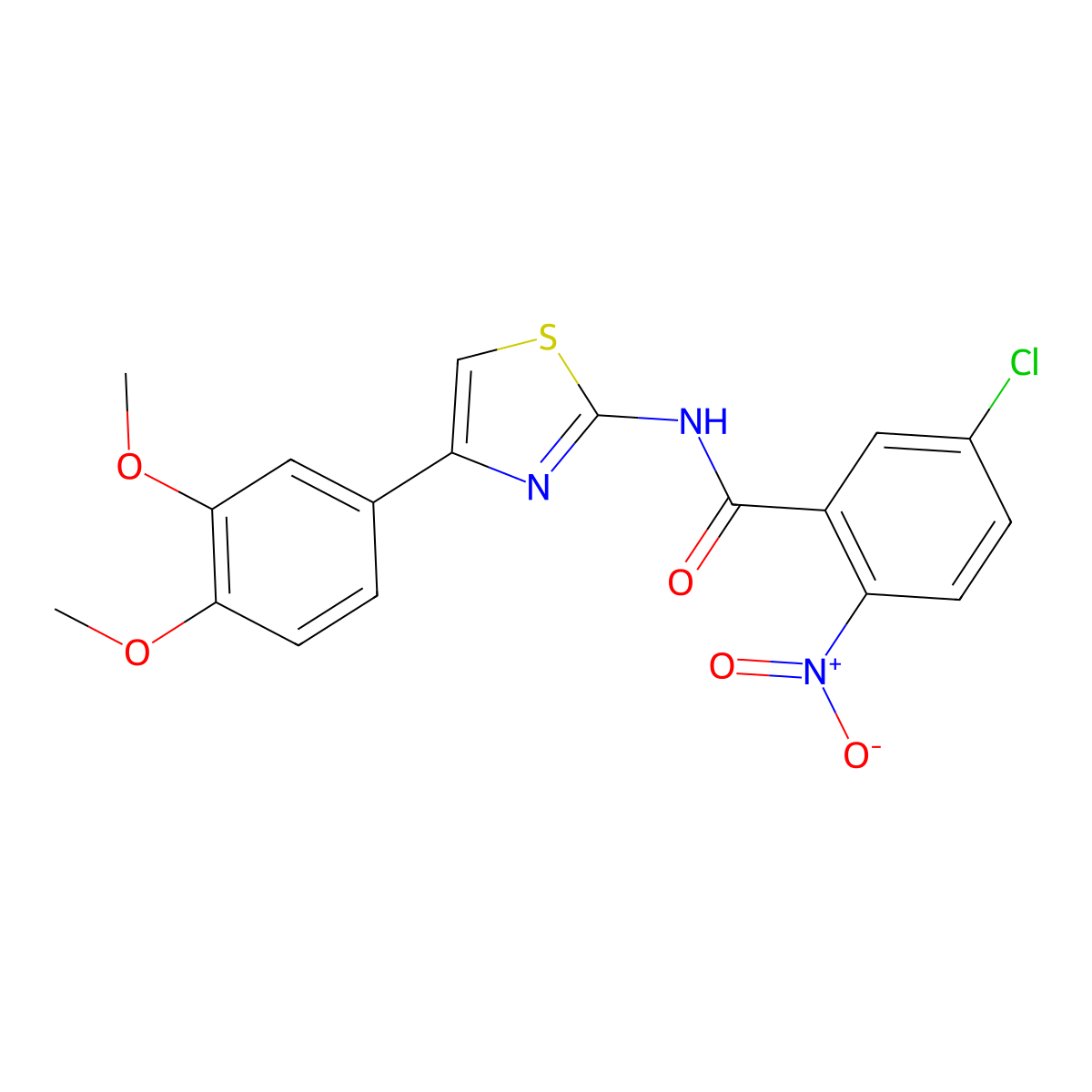 5-chloro-N-[4-(3,4-dimethoxyphenyl)-1,3-thiazol-2-yl]-2-nitrobenzamide molecular structure, CAS 330201-30-4