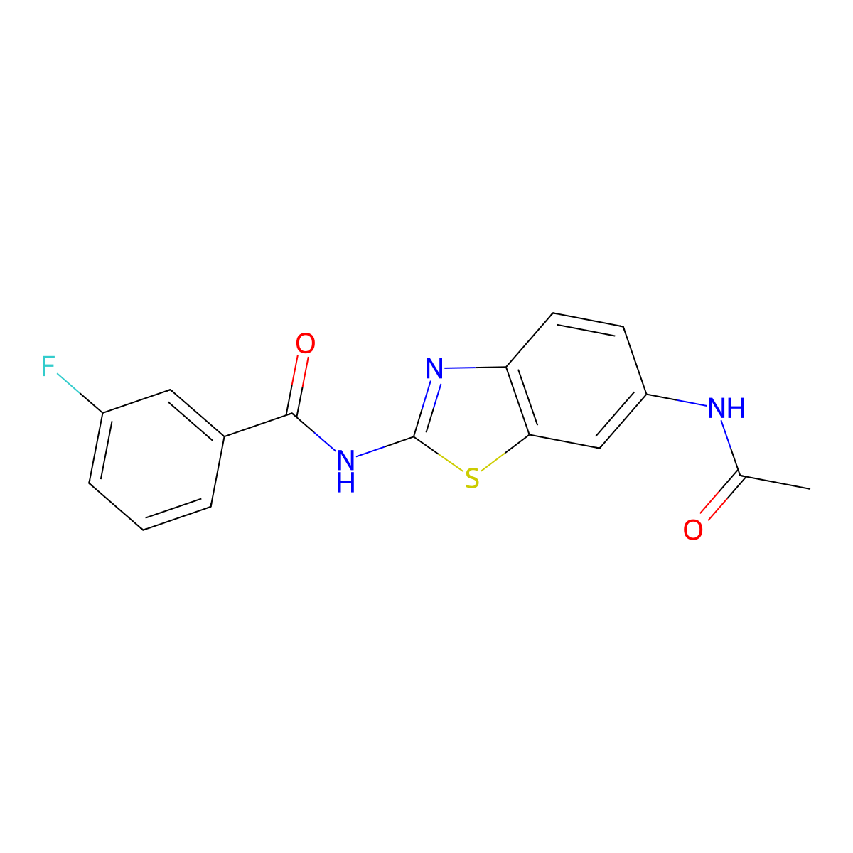 N-[6-(acetylamino)-1,3-benzothiazol-2-yl]-3-fluorobenzamide molecular structure, CAS 330201-41-7