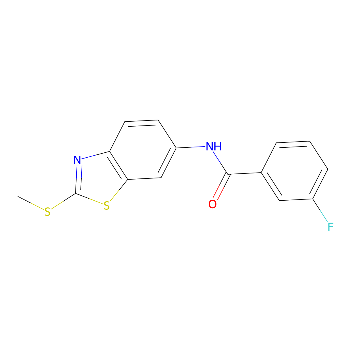 3-fluoro-N-(2-(methylthio)benzo[d]thiazol-6-yl)benzamide molecular structure, CAS 330201-42-8