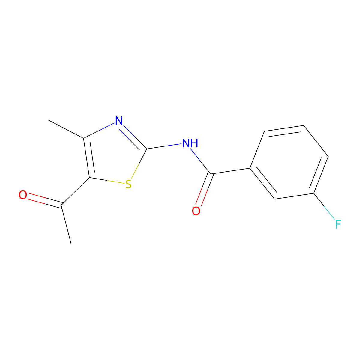 N-(5-acetyl-4-methyl-1,3-thiazol-2-yl)-3-fluorobenzamide molecular structure, CAS 330201-45-1