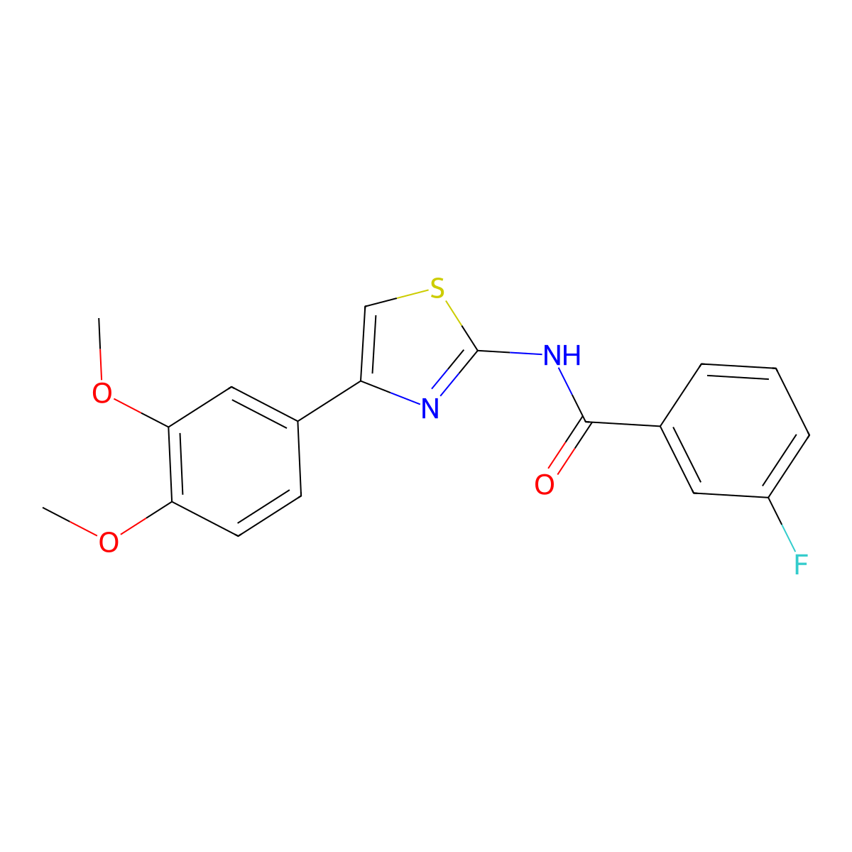 N-(4-(3,4-dimethoxyphenyl)thiazol-2-yl)-3-fluorobenzamide molecular structure, CAS 330201-46-2