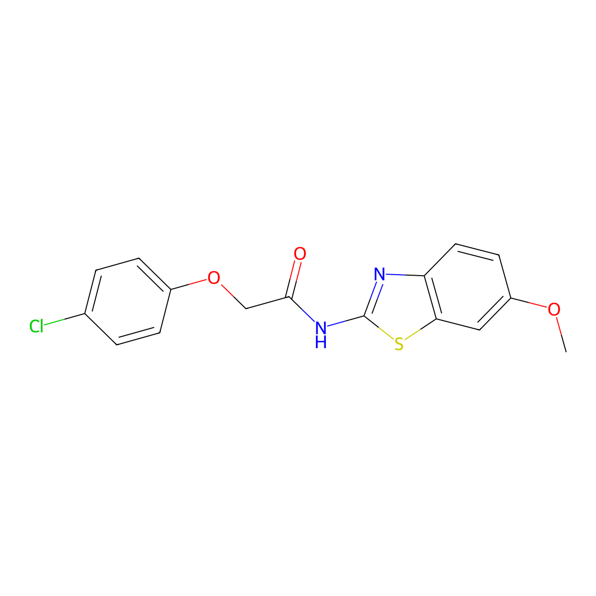 2-(4-chlorophenoxy)-N-(6-methoxy-1,3-benzothiazol-2-yl)acetamide molecular structure, CAS 330201-50-8