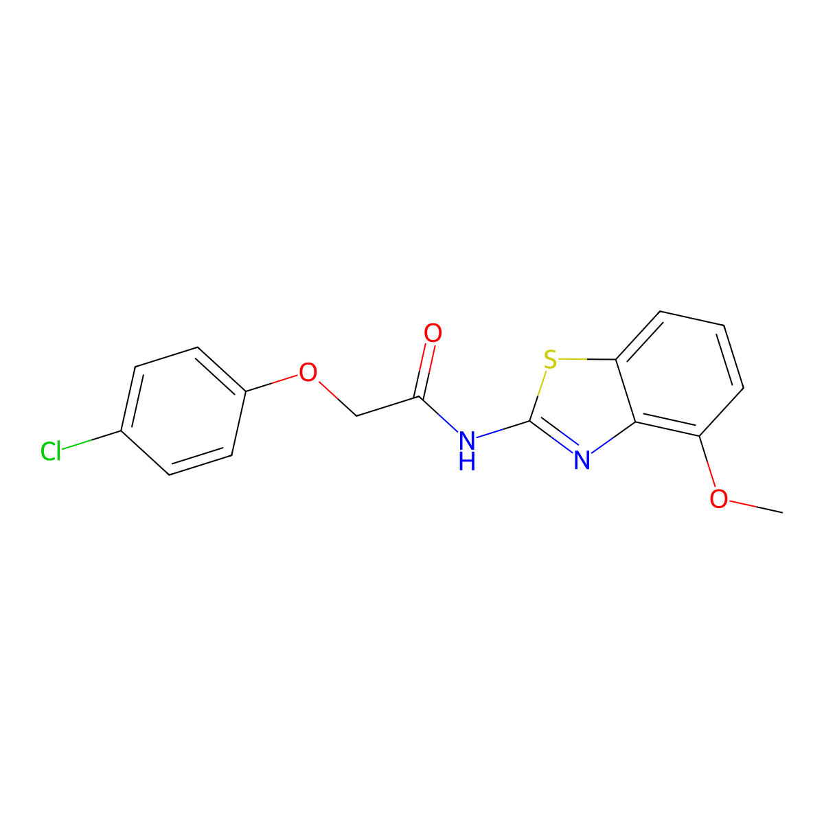 2-(4-chlorophenoxy)-N-(4-methoxy-1,3-benzothiazol-2-yl)acetamide molecular structure, CAS 330201-51-9