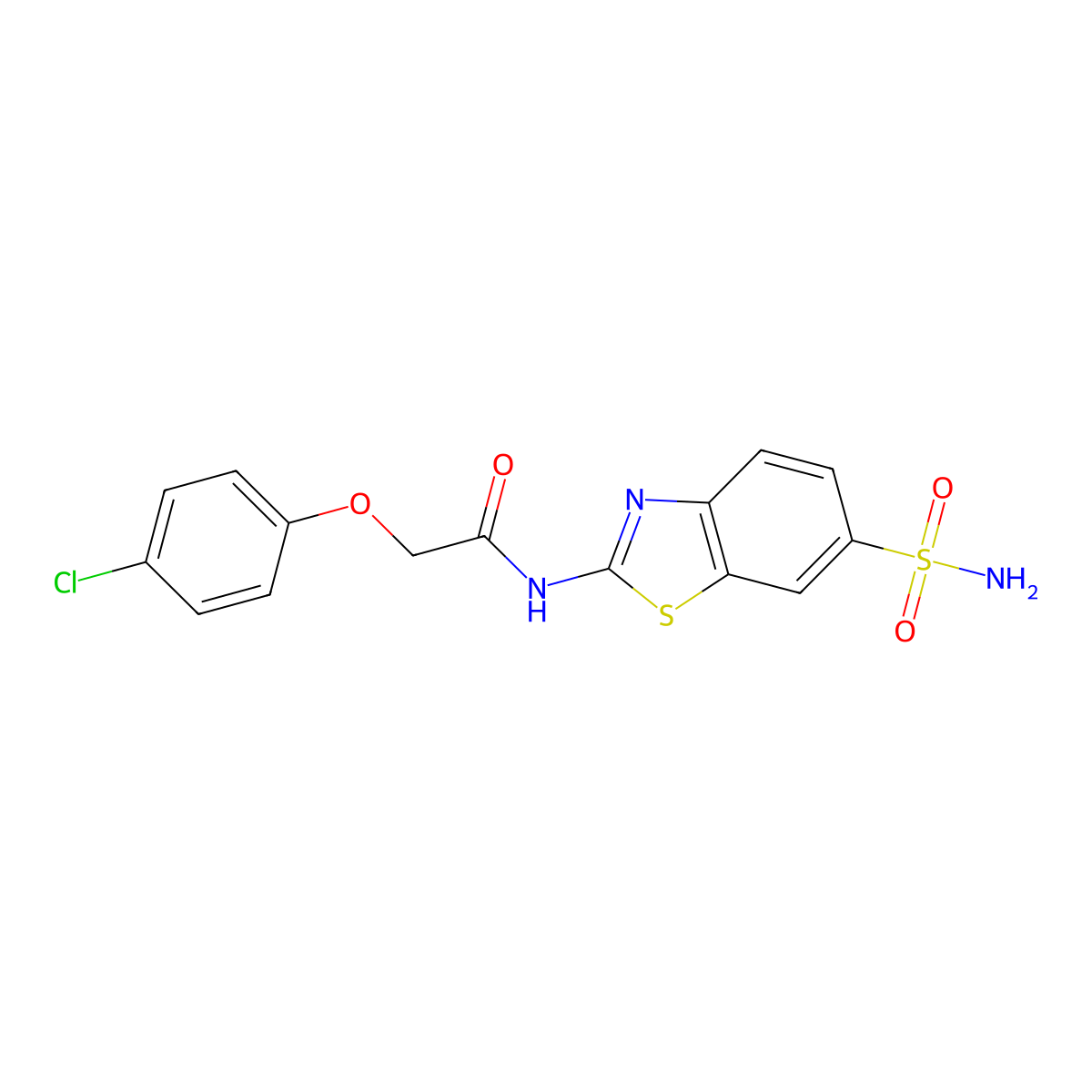 2-(4-chlorophenoxy)-N-(6-sulfamoyl-1,3-benzothiazol-2-yl)acetamide molecular structure, CAS 330201-52-0