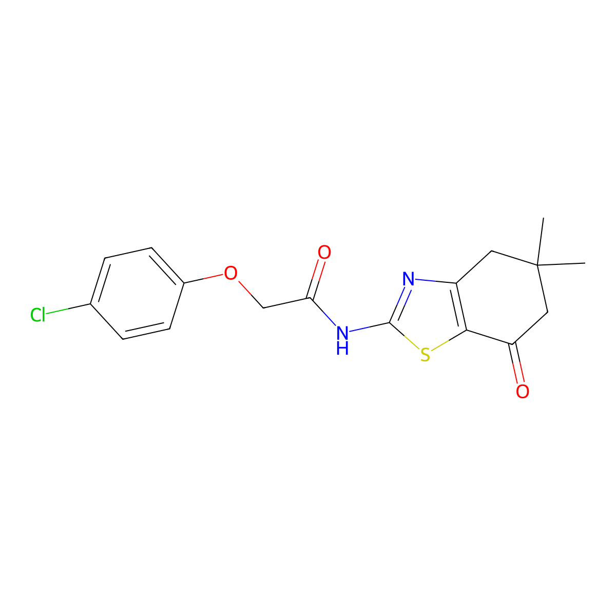 2-(4-chlorophenoxy)-N-(5,5-dimethyl-7-oxo-4,5,6,7-tetrahydro-1,3-benzothiazol-2-yl)acetamide molecular structure, CAS 330201-53-1