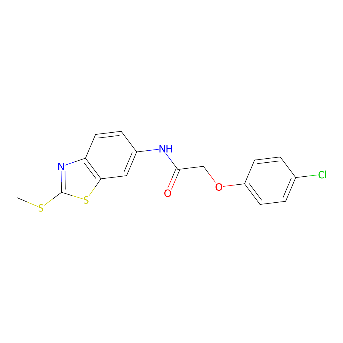 2-(4-chlorophenoxy)-N-(2-(methylthio)benzo[d]thiazol-6-yl)acetamide molecular structure, CAS 330201-56-4