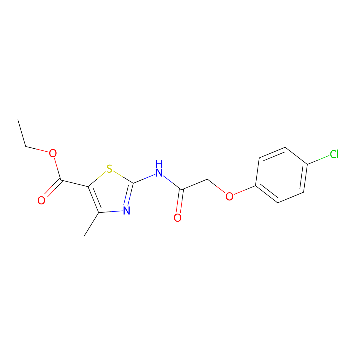 Ethyl 2-{[(4-chlorophenoxy)acetyl]amino}-4-methyl-1,3-thiazole-5-carboxylate molecular structure, CAS 330201-61-1