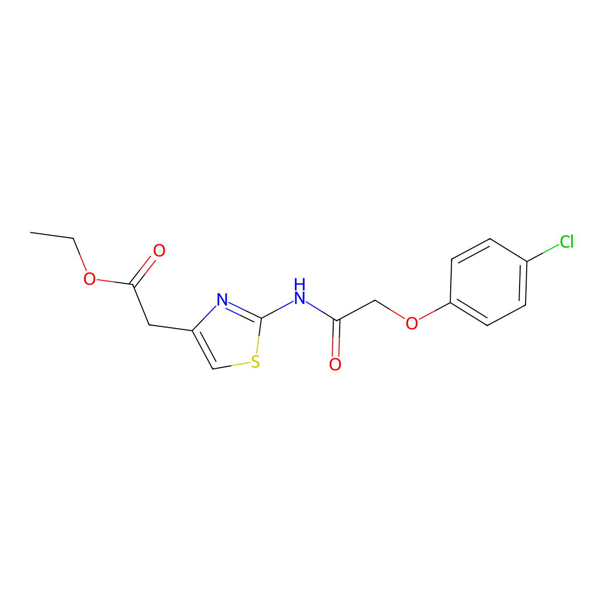 Ethyl 2-(2-(2-(4-chlorophenoxy)acetamido)thiazol-4-yl)acetate molecular structure, CAS 330201-64-4
