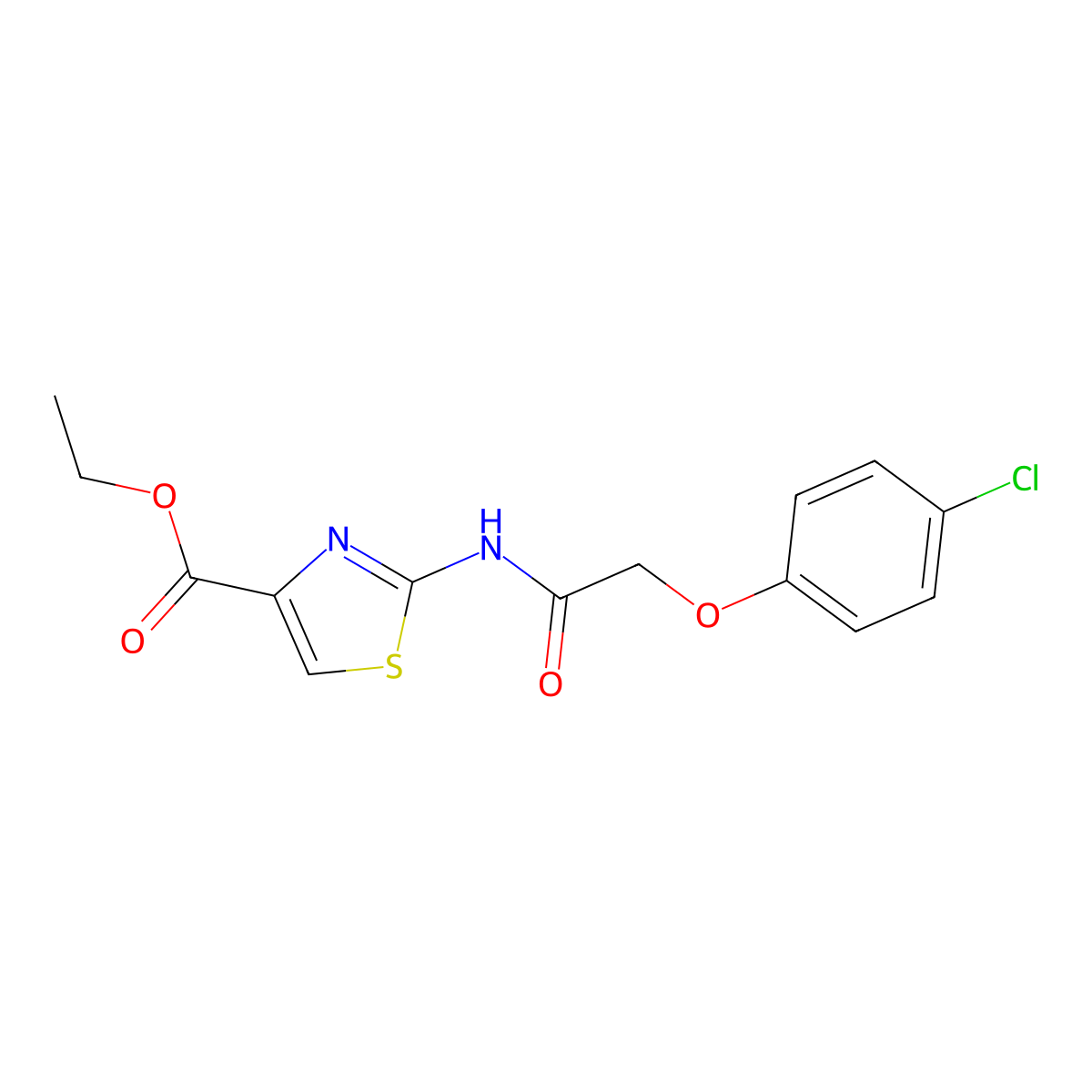 Ethyl 2-(2-(4-chlorophenoxy)acetamido)thiazole-4-carboxylate molecular structure, CAS 330201-66-6
