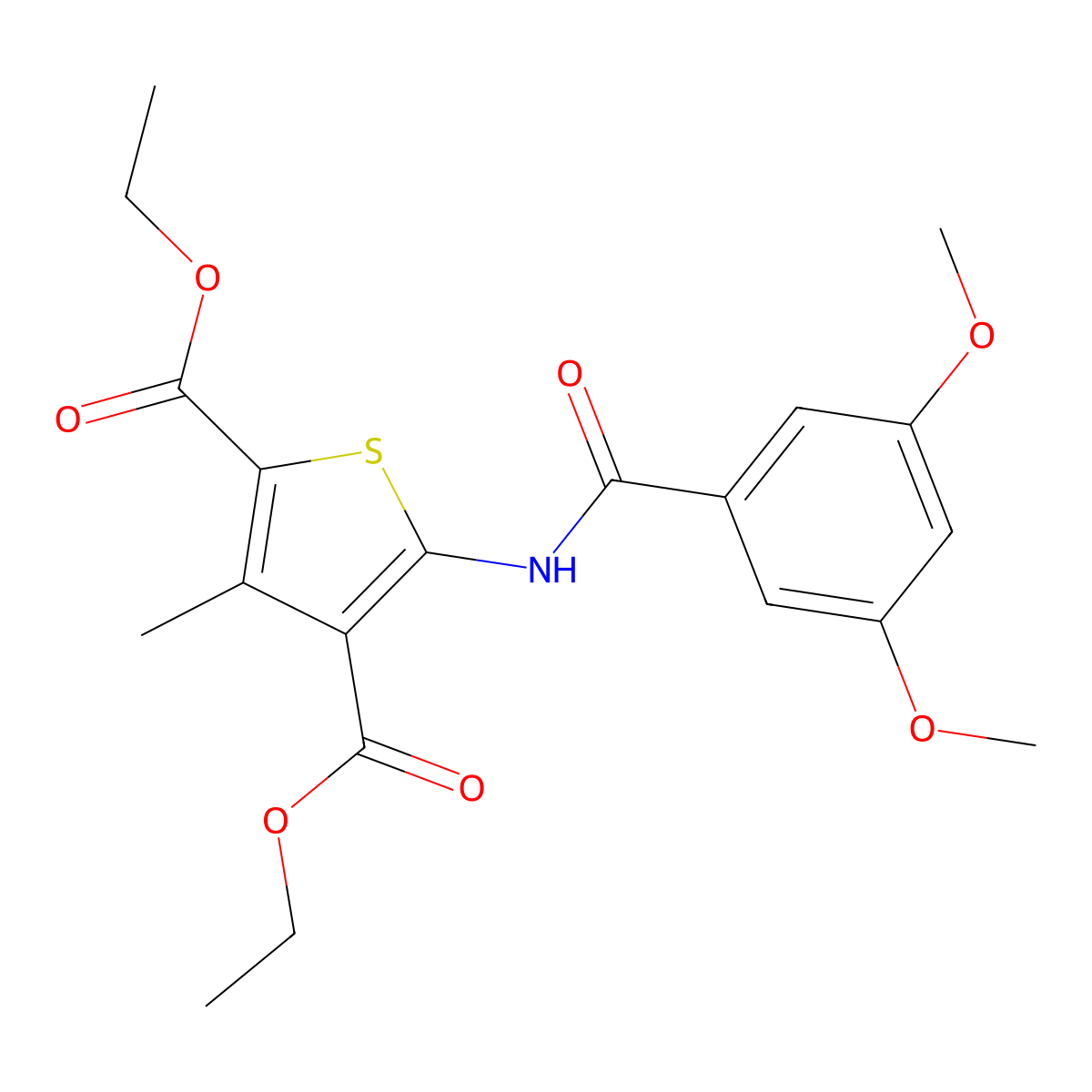 Diethyl 5-{[(3,5-dimethoxyphenyl)carbonyl]amino}-3-methylthiophene-2,4-dicarboxylate molecular structure, CAS 330201-77-9