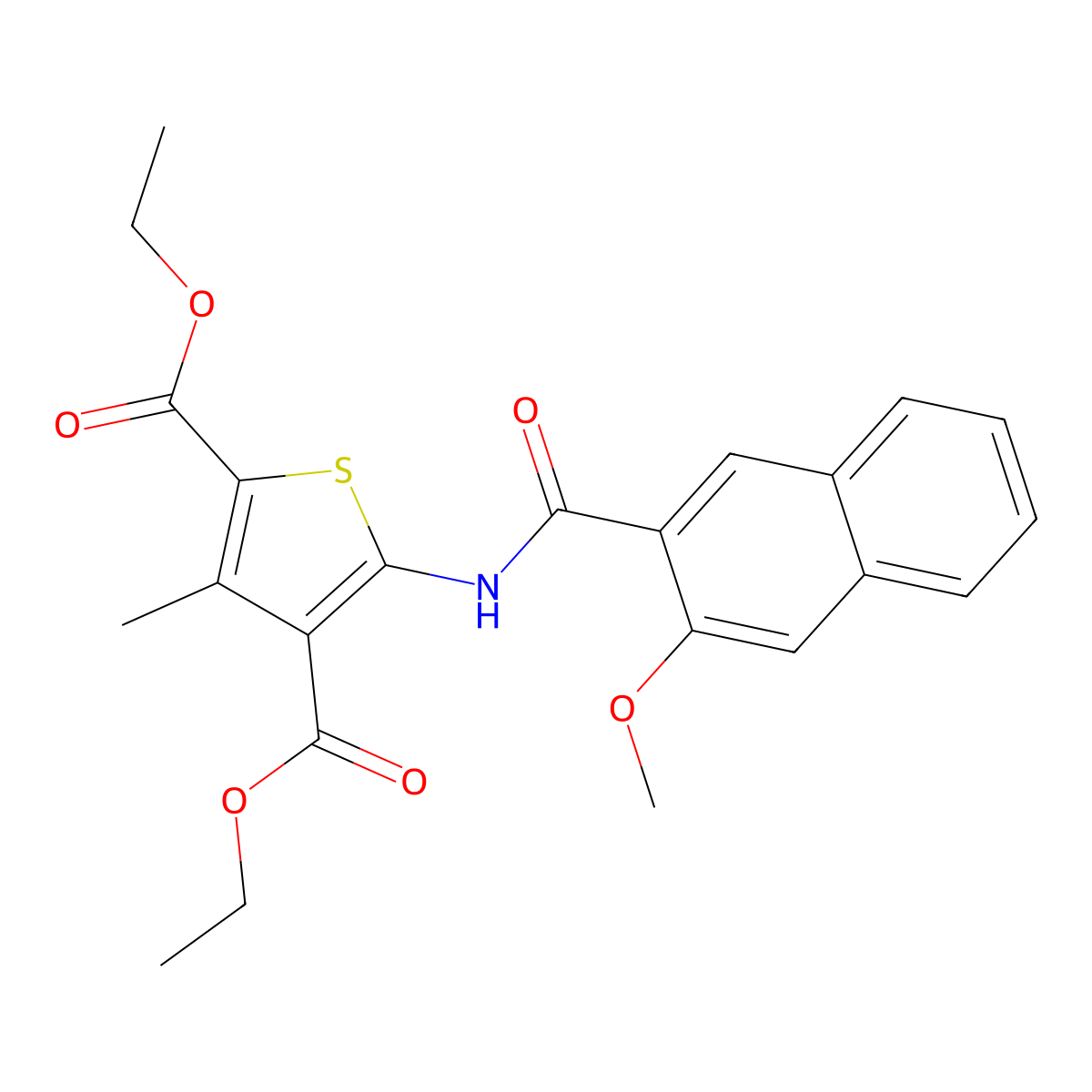 Diethyl 5-[(3-methoxynaphthalene-2-carbonyl)amino]-3-methylthiophene-2,4-dicarboxylate molecular structure, CAS 330201-78-0