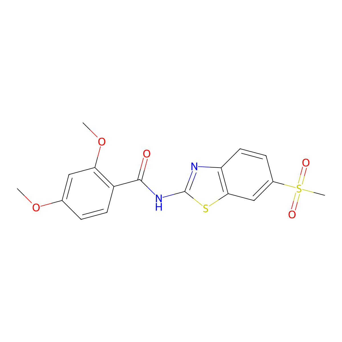 2,4-dimethoxy-N-(6-(methylsulfonyl)benzo[d]thiazol-2-yl)benzamide molecular structure, CAS 330201-80-4