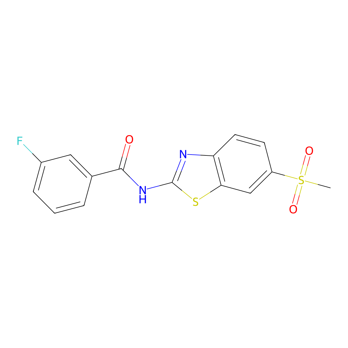 3-fluoro-N-(6-(methylsulfonyl)benzo[d]thiazol-2-yl)benzamide molecular structure, CAS 330201-82-6