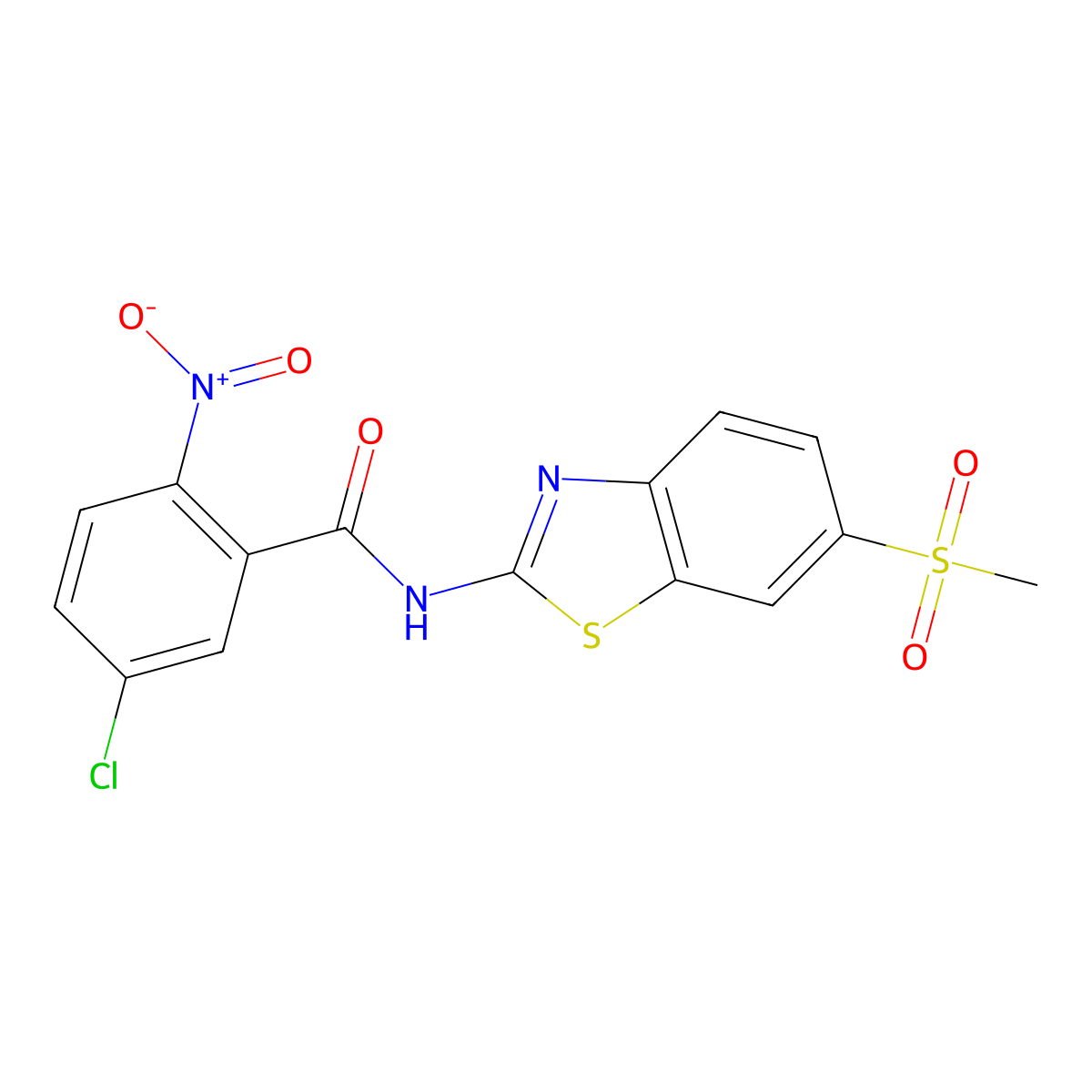 5-chloro-N-(6-methylsulfonyl-1,3-benzothiazol-2-yl)-2-nitrobenzamide molecular structure, CAS 330201-83-7