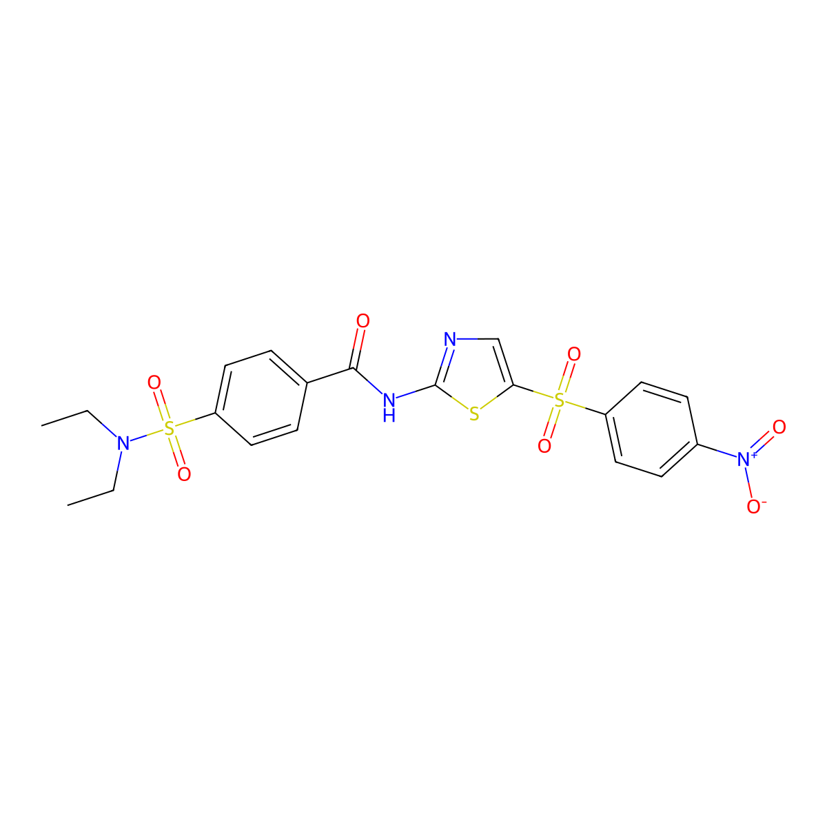 4-(N,N-diethylsulfamoyl)-N-(5-((4-nitrophenyl)sulfonyl)thiazol-2-yl)benzamide molecular structure, CAS 330201-84-8