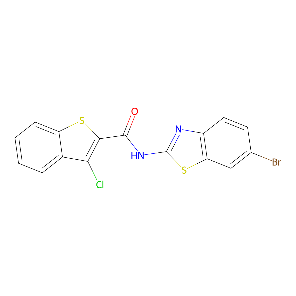 N-(6-bromo-1,3-benzothiazol-2-yl)-3-chloro-1-benzothiophene-2-carboxamide molecular structure, CAS 330201-88-2