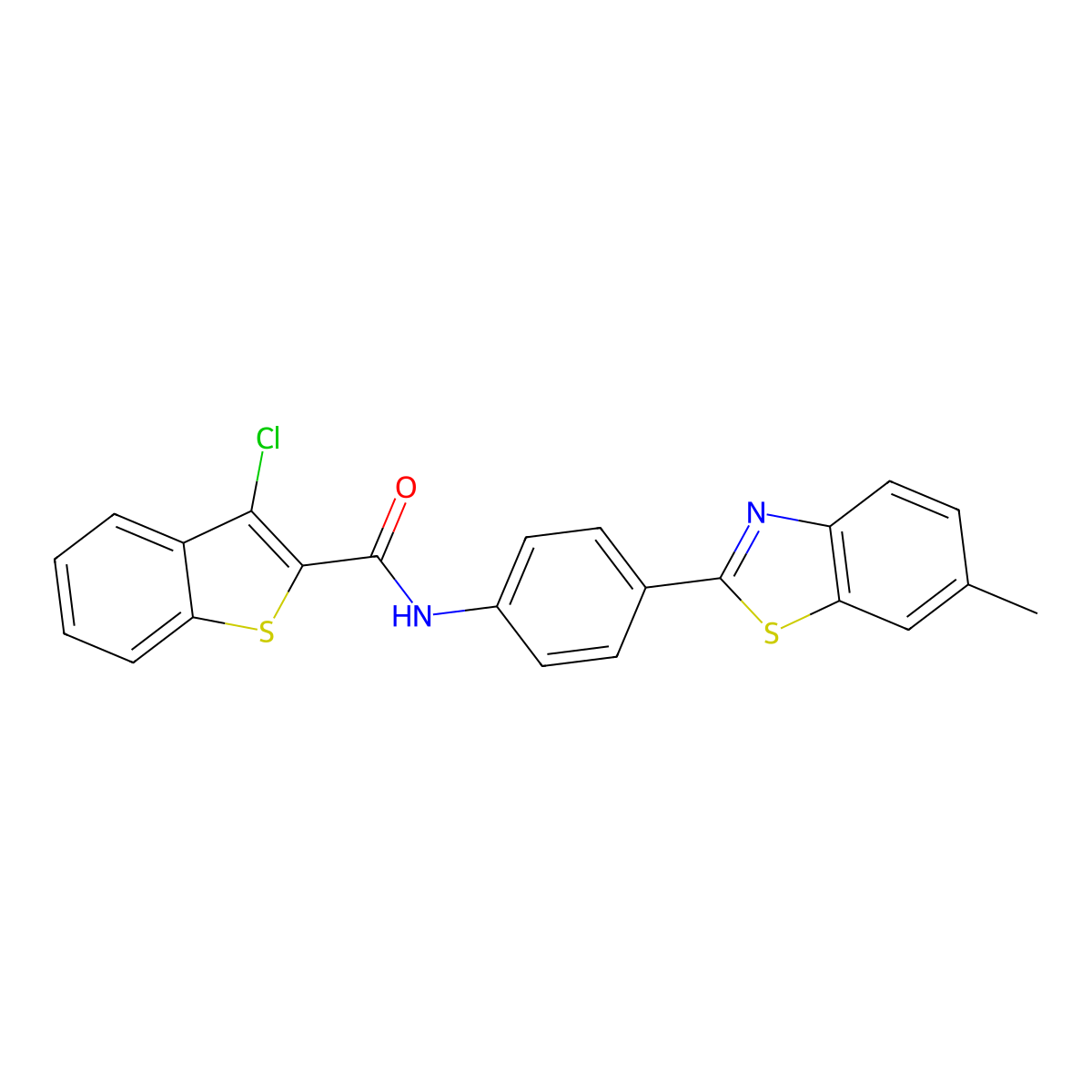 3-chloro-N-[4-(6-methyl-1,3-benzothiazol-2-yl)phenyl]-1-benzothiophene-2-carboxamide molecular structure, CAS 330201-94-0